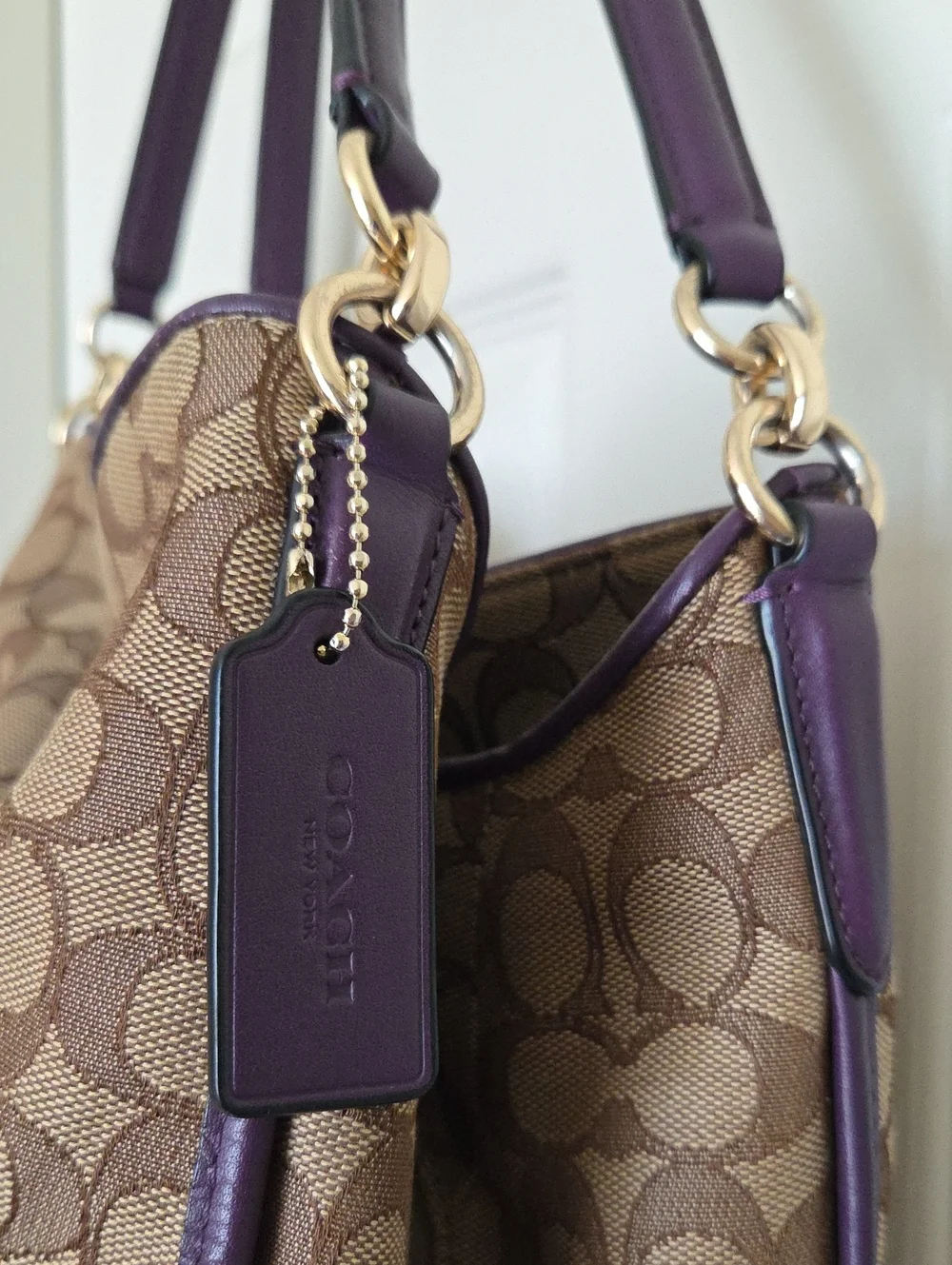 Coach Phoebe RARE Monogram Shoulder Bag Brown And Purple